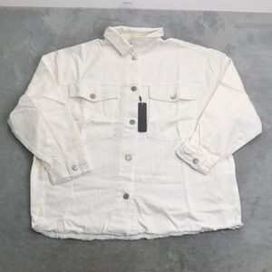 Tractr Women's White Raw Hem Denim Jacket Size L  New